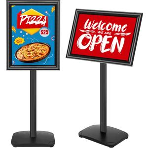 Heavy Duty Sign Holder Stand 11x17 Inch - Pedestal Floor Standing Sign Holder with Weighted Base - Vertical & Horizontal Poster/Menu Stand for Indoor/Outdoor Business Store Advertising, Black
