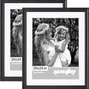 Yaetm 20x24 Picture Frame Matted to 16x20 Set of 2, 1.4" Wide Molding & Distressed Black Poster Frames for for Wall Gallery, Home and Office, Wall Mount (2 pack, Black)