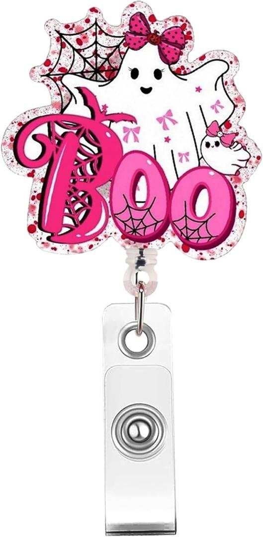 Halloween Nurse Badge Reel Retractable  Cute Ghost ID Badge Holder, Funny Work Badge Clip with Alligator Clip, Gift for Nurses, Teachers, Medical Workers, Nursing Students