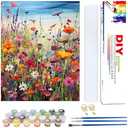 Wlid Flowers Paint by Number Adult-Paint by Numbers Flowers,Canvas Painting by Numbers for Adults Flower,Oil Painting by Numbers for Adults for Gifts and Home Wall Decor(With Gifts Box)16x20inch