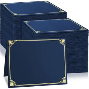 150 Pcs Certificate Holders Bulk, Navy Blue Diploma Covers Gold Foil Border, Document Covers for Letter Size 8.5x11" Award Certificates, Cardstock, Document Papers, Graduation