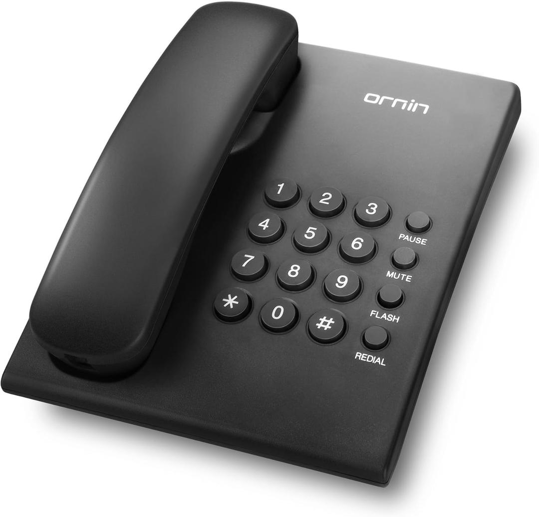 Y320 Corded Landline Phone with Redial & Hold, Adjustable Ringer Tone, Wall Mountable, Ideal for Home, Office, Hotel - Fixed Line Device