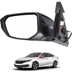 3 Pins Left Driver Side Door Mirror Black Compatible with 2016-2021 Honda Civic LX SE Sport with Power Mirror Manual Folding Non-Heat Match Replaces 76258-TBA-A02ZA HO1320283
