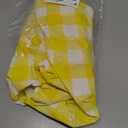 Smiry Round Picnic Tablecloth, Elastic Waterproof Fitted Vinyl Tablecloths for 42"-50" Tables, Flannel Backed Buffalo Plaid Table Cover for Dining, Camping, Outdoor, White and Yellow