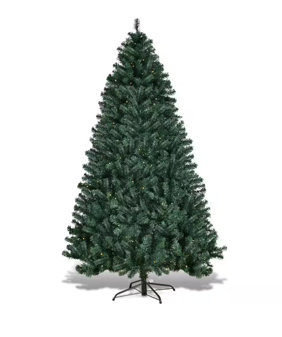 7 ft. Pre-Lit PVC Hinged Artificial Christmas Tree with 300 LED Lights