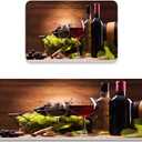 Kitchen Mat Set of 2 Glasses of Red and White Wine Served with Grapes on Wooden Rustic Floor Mats Non Slip Doormat Washable Kitchen Rug and Mats Anti Fatigue Cushioned Area Runner Rugs for Sink,  Size Large 17.7" x 47.2" ,small kitchen mat 17.5" x 29.5"