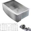 Comllen Commercial 33 Inch 304 Stainless Steel Farmhouse Sink, Single Bowl Kitchen Sinks 16 Gauge 9 Inch Deep Handmade Undermount Farm Apron Front Kitchen Sink (Brushed Nickel)