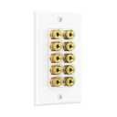 Banana Jack Binding Post Wall Plate for 5 Speakers in White