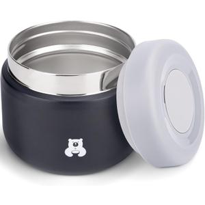 Charcy 9oz Kids Stainless Steel Insulated Food Jar, Wide Mouth Leak-Proof Soup Thermo, Container Set for 8h Hot and 6h Cold - Black