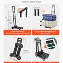 VEVOR Folding Hand Truck, 290 lbs Load Capacity, Collapsible Luggage Cart with 4 Wheels, 2 Elastic Ropes & Expandable Base, Utility Dolly Platform Cart for Airport Travel Luggage Office Moving, Black
