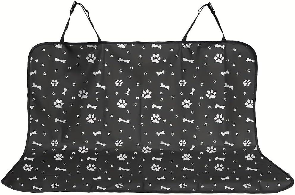 Pet Car Seat Cover, Waterproof Back Seat Protector with Paw Print Design, Black