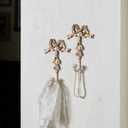 NIKKY HOME Decor Wall Hooks, Gold Bow Wall Hooks for Hanging Coats and Hats, Vintage Mounted Hook Chic Towel Hooks for Bathrooms, Clothing Hook for Bedroom 2PCS