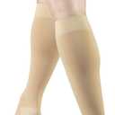 Truform 15-20 mmHg Compression Stockings for Men and Women, Knee High Length, Open Toe, Beige, Large