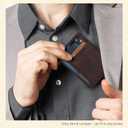 Real Leather Slim Minimalist Wallet for Men and Women -RFID Blocking Front Pocket Thin Credit Card Holder Stylish Wallets (Dark Brown)