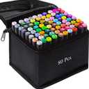 Alcohol Markers, 80 Colors Art Drawing Markers Set for Kids Adults Dual Tip Permanent Sketch Markers, with Organizing Case