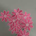 MECCANIXITY 15 Pcs Large 6.5cm Daisy Flower Iron-on Patches, Cute Sew Embroidery Applique Patches for Clothing Repair Backpack Shoes Decoration, Rose Red