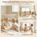Montessori Mirror with Pull Up Bar, 23.6 x 15.7 in Natural Wood Frame & Shatter-Resistant Acrylic Baby Mirror for Floor and Wall, Tummy Time and Pull-to-Stand Practice