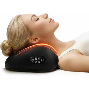 Shiatsu Neck Massager Pillow with Heat, 20 Nodes Deep Tissue Kneading Massage for Pain Relief, Back Shoulder Relaxation, Electric Cervical Support Pillow, Ideal Wellness Gift for Men Women