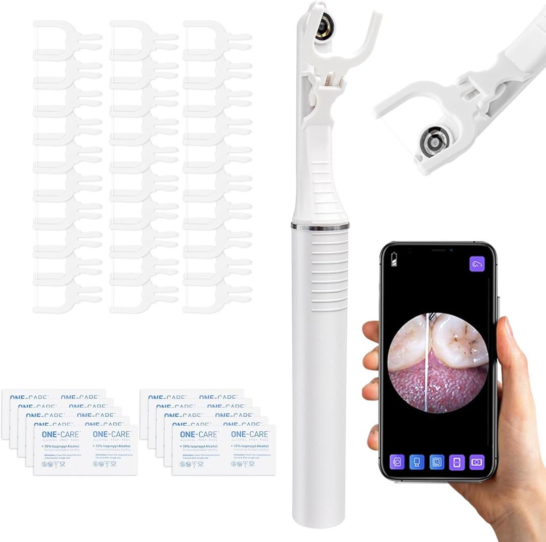 Electric Visual Dental Flosser Picks for Teeth Cleaning, 50 Replaceable Heads, and 20 Cleaning Pads Portable for Sensitive Gums, Flossers for Adults, Dentist Recommended, Water Flosser Alternative