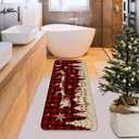 Christmas Kitchen Rugs and Mats Set of 2, Merry Christmas Floor Decor for Home Kitchen, 17x29 and 17x47 Inch