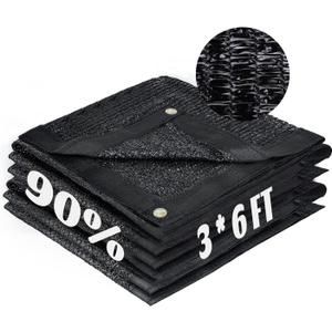 LOVE STORY 3x6FT 90% Black Garden Shade Cloth, Sun Shade Cover Net Mesh Tarp with Grommets, Sunblock Net for Garden,Greenhouse,Plants and Patio