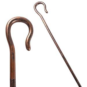 Spooktacular Creations Halloween Shepherd Staff, Shepherd's Crooked Walking Cane Accessory for Costume Dress Up Party, Crook Prop Stick for Kids Men Women Halloween Party Pretend Play