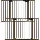 Cumbor 2 Pack 29.7"-51.5" Extra Wide Baby Gate for Stairs, Mom's Choice Awards Winner-Dog Gates for Doorways, Pressure Mounted Walk Through Pet Gate Indoor, Safety Auto-Close Child Gate for Kid,Brown