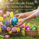 Jumbo Plastic Metallic Easter Eggs for Easter Basket Hunt Egg Party Classroom Prize Supplies and Filling Treats