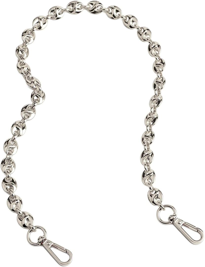 Beaulegan Luxury Purse Chain Handle Strap Replacement for Shoulder Crossbody Bag or Handbag, 23.6 Inch Long(Silver)