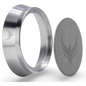 54mm Espresso Dosing Funnel and Puck Screen Set Magnetic Coffee Dosing Ring And Filter for Portafilters Compatible with 54 mm Breville Portafilter Basket Premium Espresso Machine Accessories (Silver)