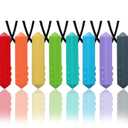 Chew Necklaces for Sensory Kids, 8 Pack Chewy Necklace Sensory Boys and Girls with Autism, ADHD, SPD, Biting, Silicone Teething Necklace Oral Chew Toys for Adults Reduce Chewing Anxiety Fidget (Red)