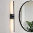 Black Bathroom Light Fixture 360 Rotatable Black Vanity Lights for Bathroom LED Dimmable 30 inch Modern Wall Sconce with 3500K Warm Light Bathrooms Sconce Over Mirror