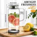 2 Pack Glass Pitchers with Lid and Handle, Large Borosilicate Glass Carafe for Refrigerator 68oz, Heat Resistant Beverage Pitcher for Hot/Iced Tea Juice Milk Coffee with Cleaning Brush & Non-Slip Base (EXP 07/25/26)