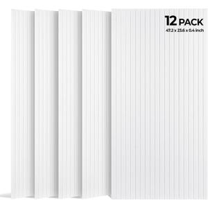 SODOCT 12 Pack Large Acoustic Panels, 47.2" X 23.6" X 0.4" Sound Proof Panels for Walls, High Density Sound Absorbing Panels for Home Studio & Office, White