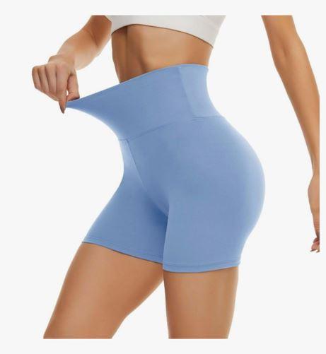CAMPSNAIL Workout Biker Shorts Women - 5" High Waisted Tummy Control Spandex Booty Volleyball Shorts for Yoga Dance, size L-XL