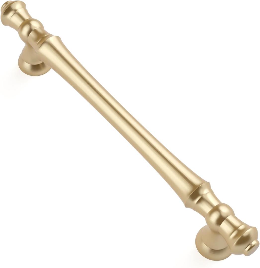 Asidrama 10 Pack 5 Inch(128mm) Gold Kitchen Cabinet Handles, Cabinet Pulls Kitchen Cabinet Hardware for Cupboard Drawer Pulls (5" Hole Center)