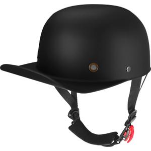 Baseball Style Cap Retro Motorcycle Helmet Unisex-Adult - DOT Approved (Large, Matte Black)