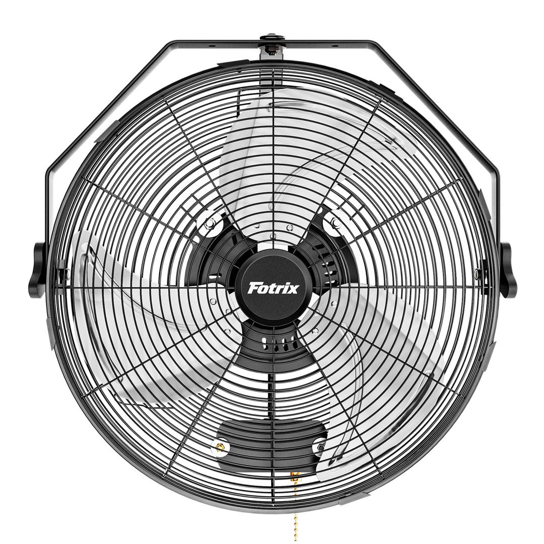Fotrix 20 Inch Industrial Wall Mount Fan, 3-Speed Oscillating Fan, Max 4650 CFM High Velocity Design, Perfect for Outdoor, Warehouse, Commercial, Residential, Greenhouse, Workshop, Patio, Black
