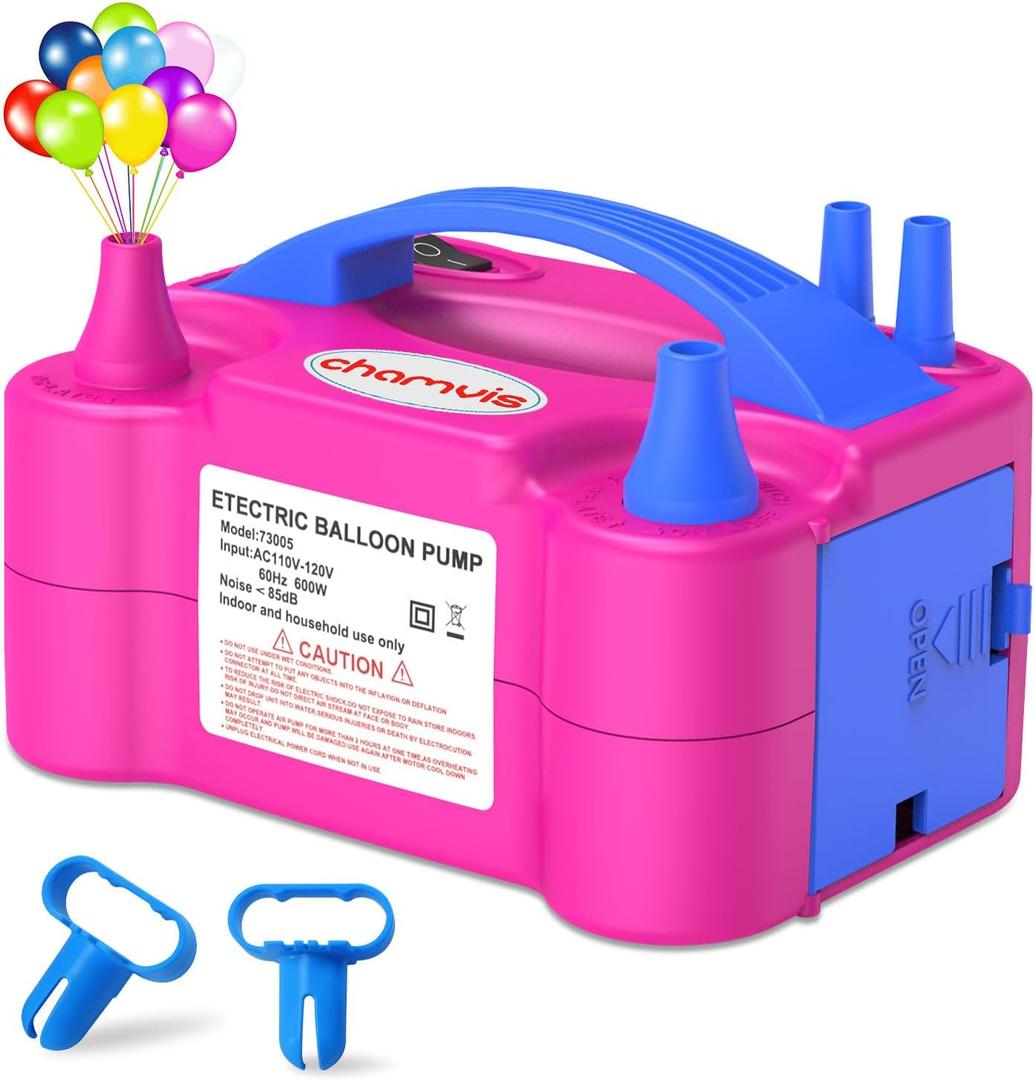 Chamvis Balloon Pump Electric, 110V 600W Balloon Pump Inflate, Air Pump for Balloons: Balloon Blower Machine for Fast and Easy Filling Balloons (Red)