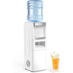 Electactic Water Dispenser with Ice Maker, Top Loading Hot & Cold Water Cooler for 5 Gallon Bottles, Child Safety Lock, Ideal for Home, Office, Garage – White