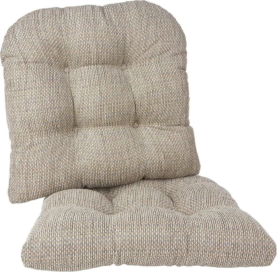 Klear Vu Gripper Overstuffed Universal Non-Slip Dining Chair Cushions for Kitchen Decor or Office Use, U-Shaped Skid-Proof Seat Pad, 15x15 Inches, 2 Count (Pack of 1), Waffle Natural