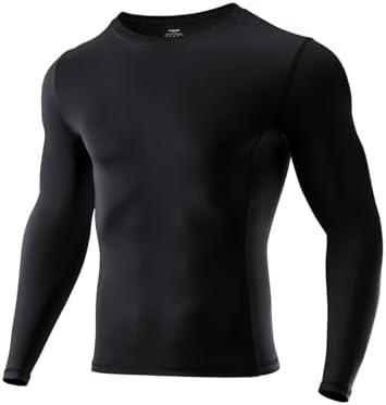 Niksa 1/2 Pack Long Sleeve Compression Shirts for Men, Workout Base Layer Athletic Gym Tops Quick Dry Running Undershirts, Large 