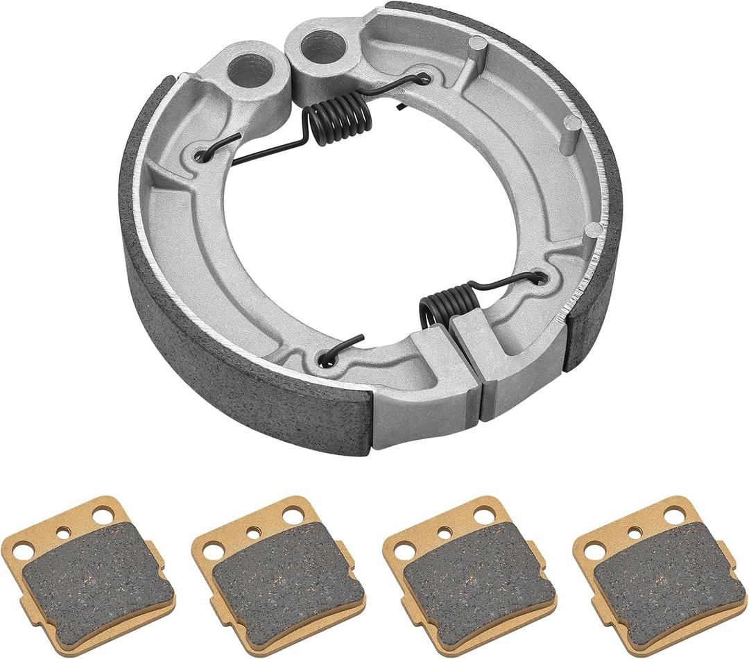 Semi-Metallic-Pro Front Brake Pads & Rear Brake Shoes for Yamaha Grizzly 350 Bruin 250 350 Big Bear 250 2004-2014 Big Bear 400 2005-2006 Wolverine 350 2006-2009 Kodiak 400 2003-2004