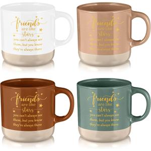 4 Pcs Galentine's Day Friendship Gifts for Women Ceramic Friends Mugs Friendship Cups Bulk 13oz Friends Are Like Stars Coffee Mug for Galentines Party Sisterhood Sister Besties Valentines Birthday