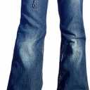 Women Bell Bottom Jeans Stretchy Flare Mid Rise Embroidery Vintage Denim Pants 90s Outfits Y2k Clothes (Blue, M)