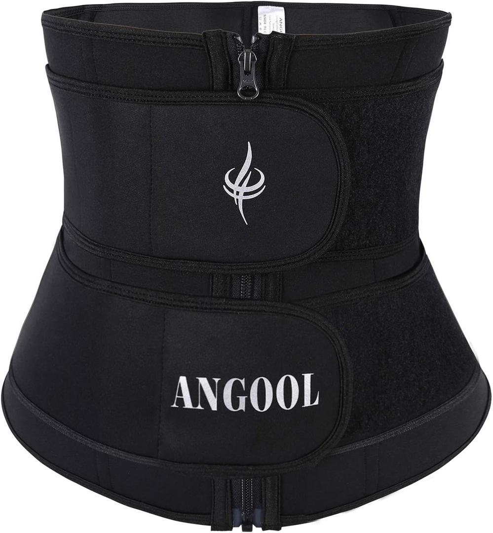ANGOOL Neopren Waist Trainer for Women,Workout Plus Size Trimmer Belt Sauna Sweat Corset Cincher with Zipper, X-Large