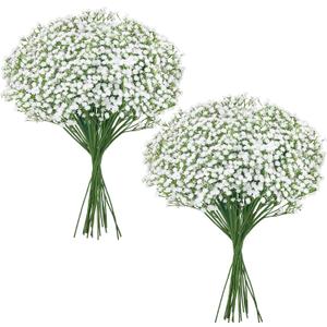 Babys Breath Artificial Flowers - 20PCS Real Touch White Gypsophila Bouquets for Floral Decoration, Wedding, Home, Party, and Garden