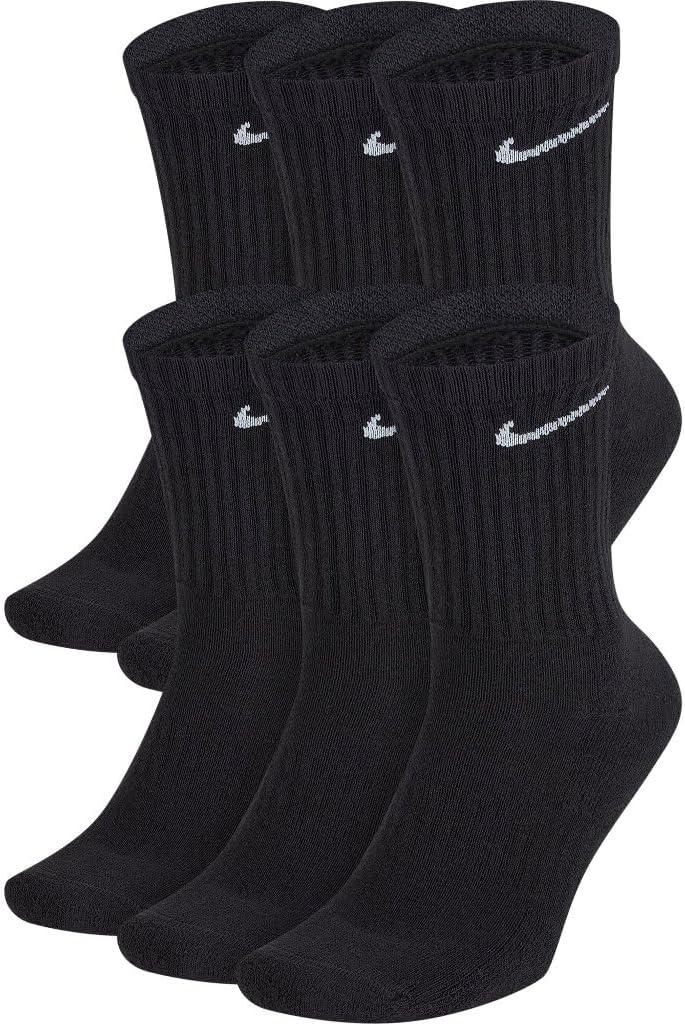 Nike Performance Cushion Crew Socks with Band (6 Pairs) (Medium, Black/White)