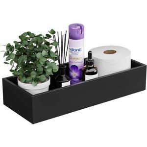 ZHWS Toilet Paper Basket, Bathroom Basket for Counter Toiletires Decor Towel TP, Back of Toilet Organizer Storage, Guest Toilet Tank Tray, Vanity Tray for Perfume Makeup Kitchen 15"x6"x3" Black