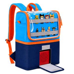 Cayeelu Toniebox Carrying Case Backpack, Storage Bag for 27+Tonies Figures & Headphones, Travel Organizer with Speaker Opening (Navy/Sky Blue)